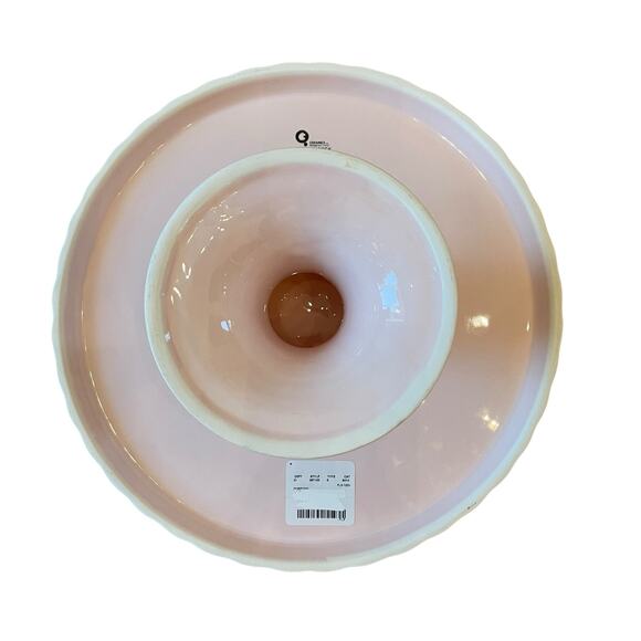 Pastel Pink Valentines Heart Embossed Pedestal Cake Stand Made in Portugal New - Picture 6 of 16